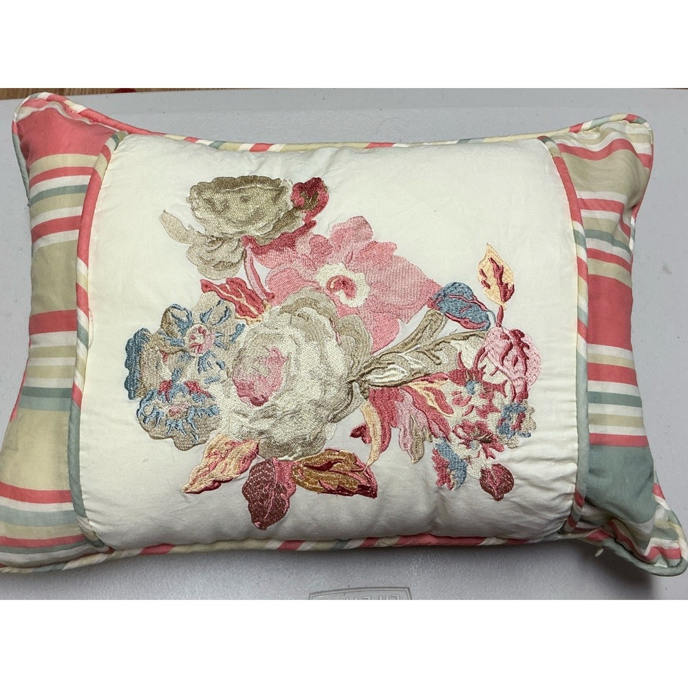 Waverly - Pastel Elegant Embroidered‎ Floral Accent Pillow 18x12x8